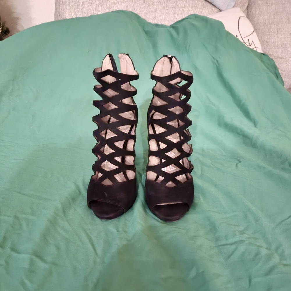 Alaia suede and black leather boots